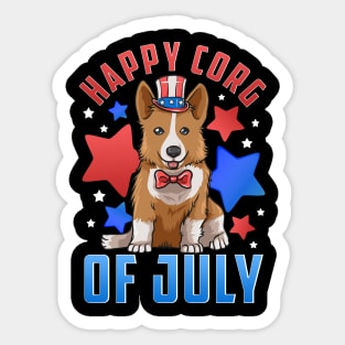 Happy Corg of July Patriotic Corgi Dog Sticker